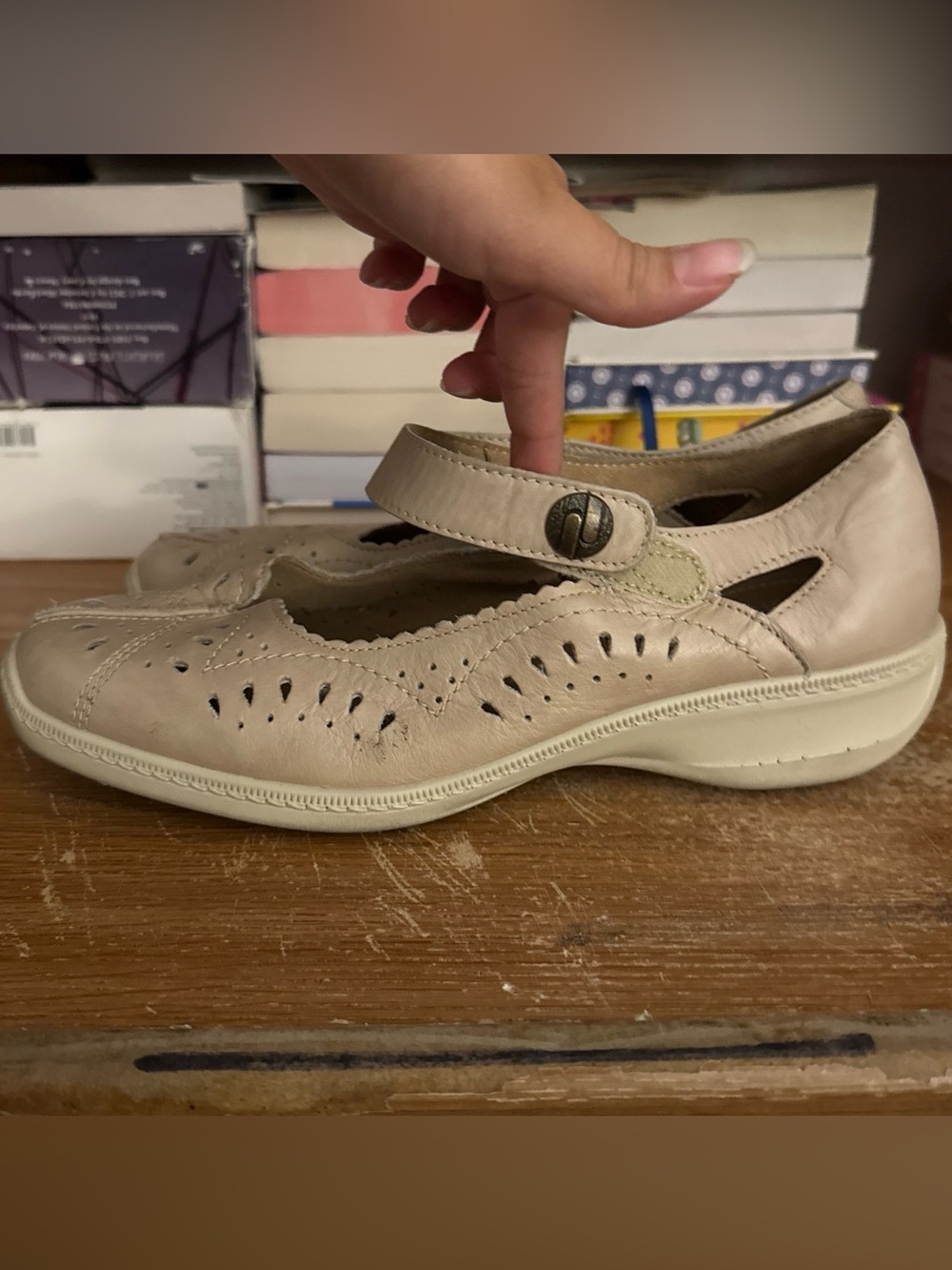 Cream mary jane flats